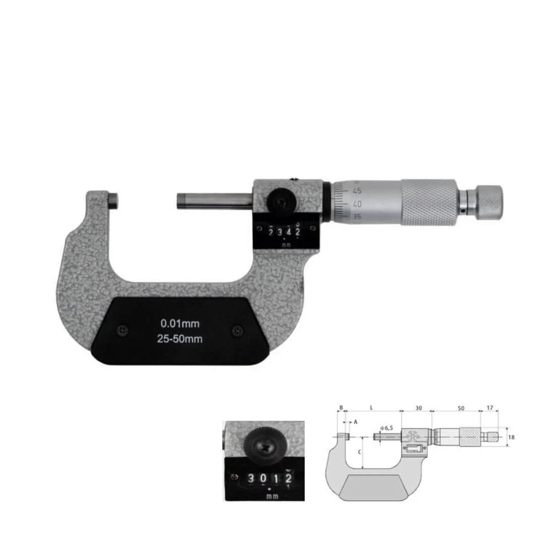 0-25mm NUMARATÖRLÜ MİKROMETRE
